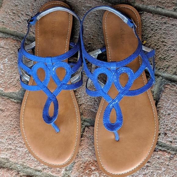 Kelly & Katie Shoes - Kelly & Katie Phyllis blue flat sandal